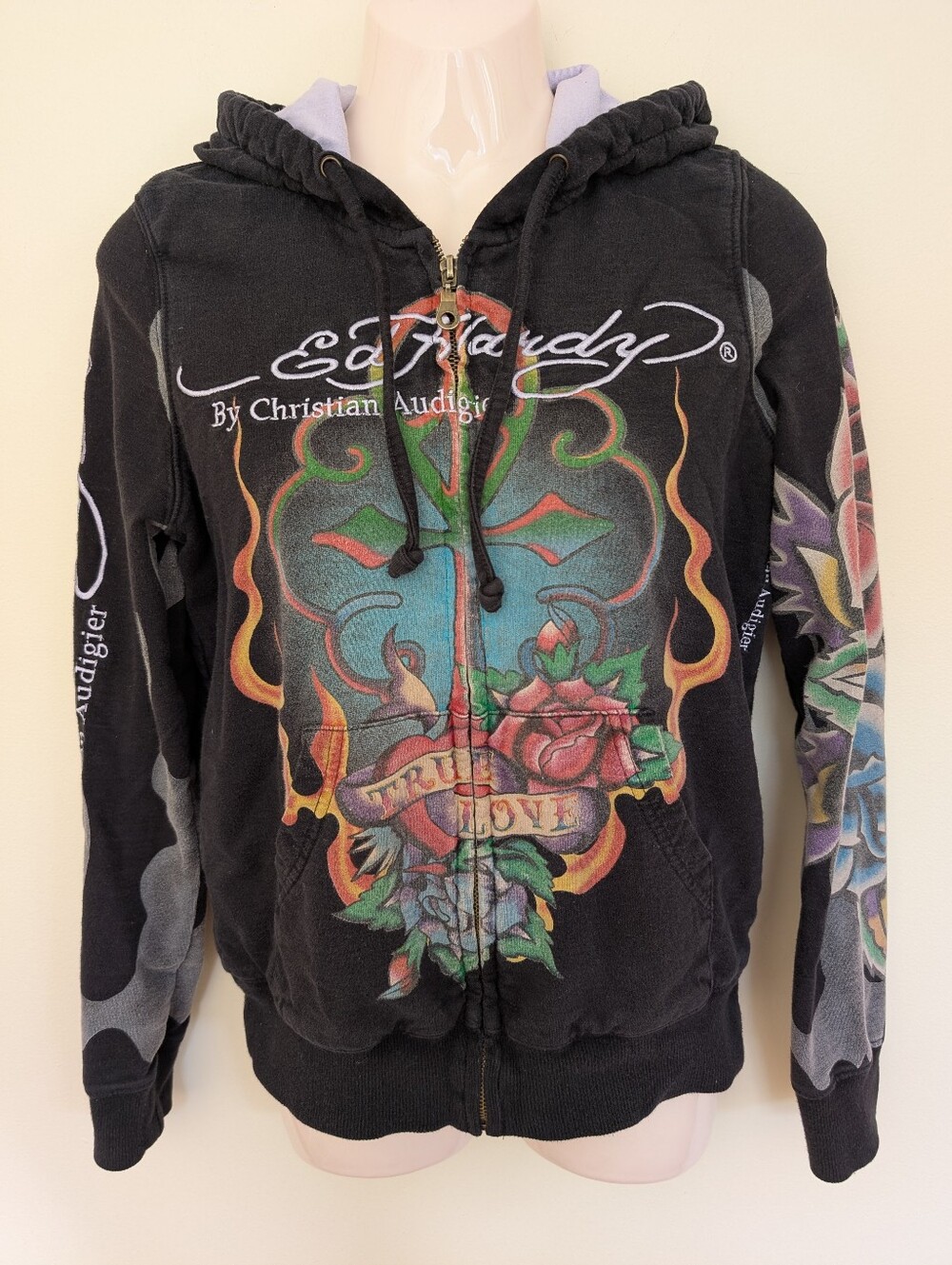 Vintage Y2K Ed Hardy True Love Hoodie Sweatshirt Medium